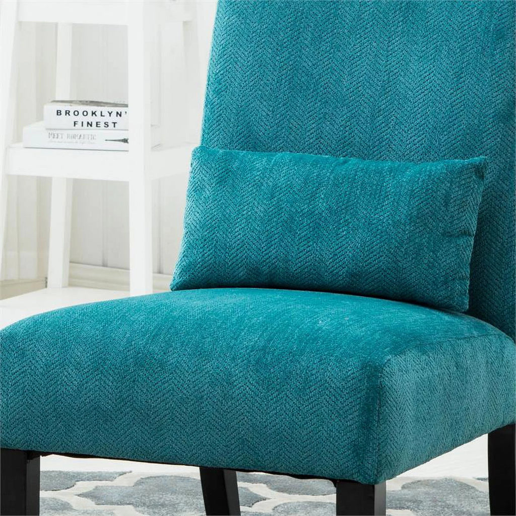 Teal Blue Chenille Accent Chair with Pillow Z99135