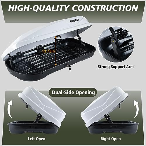 White 13 Cubic Feet ABS PMMA Roof Cargo Carrier X921