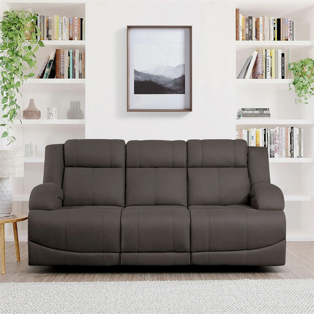 Chocolate Microfiber 2-Piece Manual Reclining Sofa Set Q332658