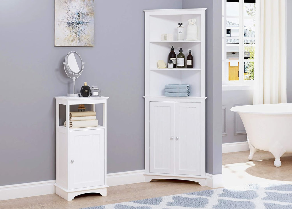 White Pack of 2 Floor Cabinet with Single Door and Shelves S39590