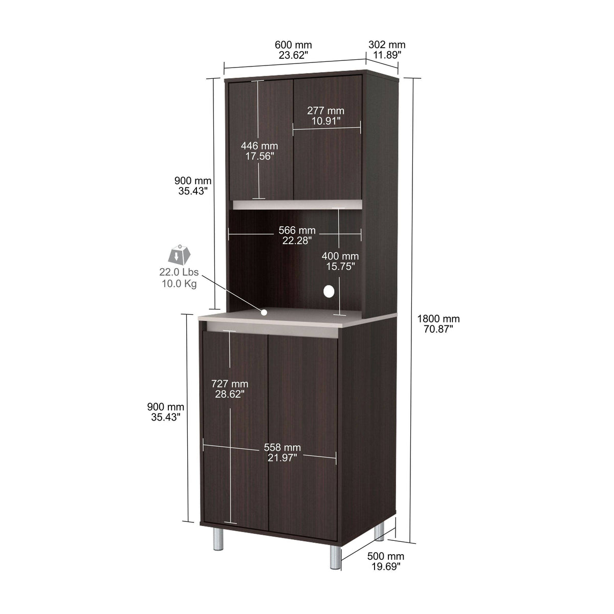 4-Door Cabinet with Open Space A489578