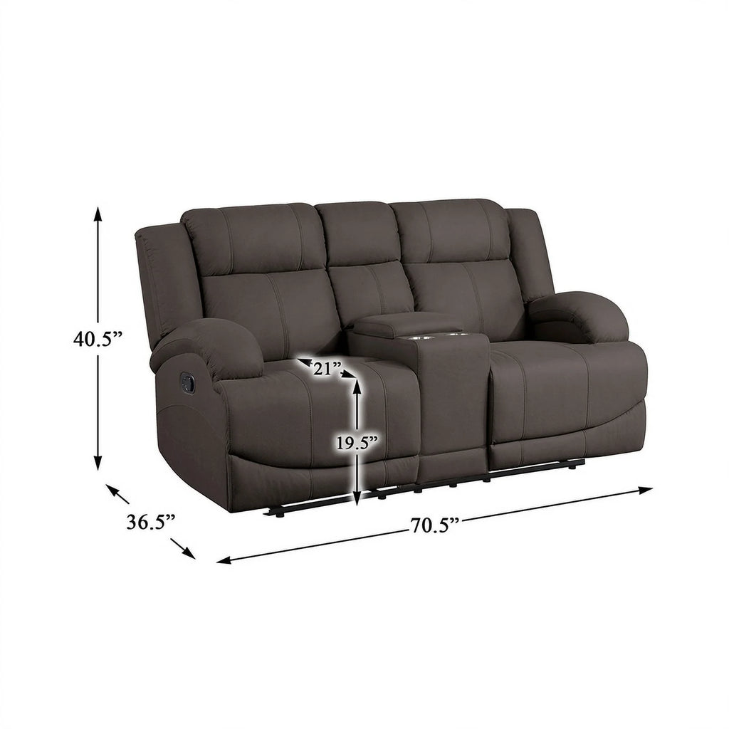 Chocolate Microfiber 2-Piece Manual Reclining Sofa Set Q332658