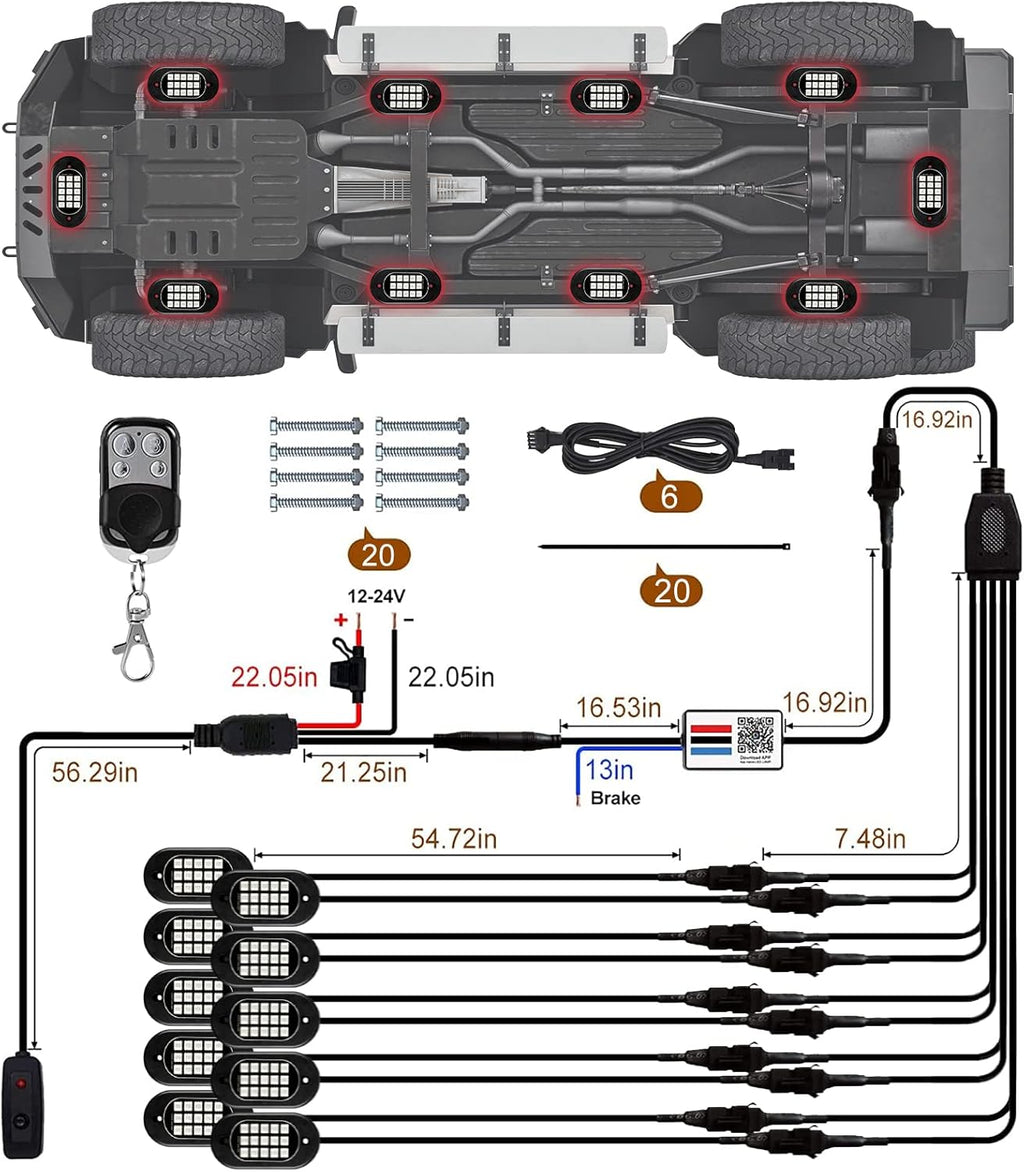 RGB LED Rock Lights 10 Pods Y7204