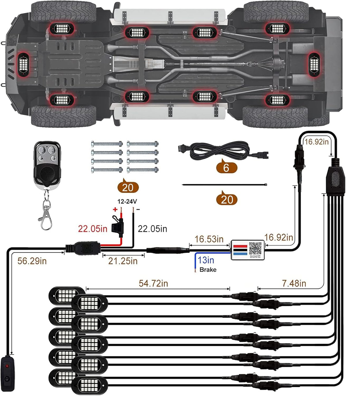 RGB LED Rock Lights 10 Pods Y7204