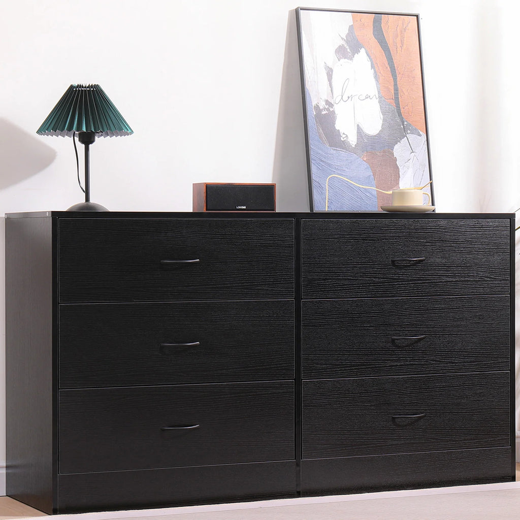 Black 6 Drawer Dresser Q186