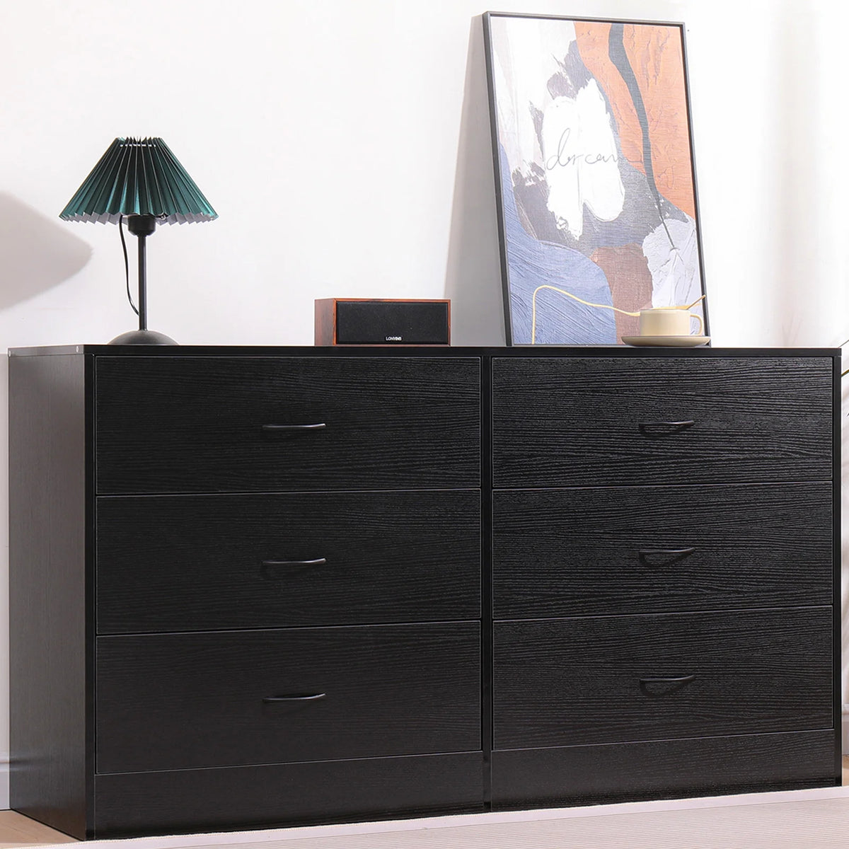Black 6 Drawer Dresser Q186