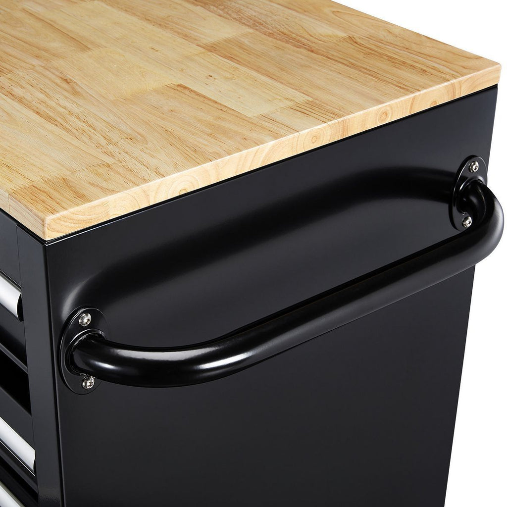 Black 9-Drawer Mobile Storage Cabinet with Solid Wood Top T7446