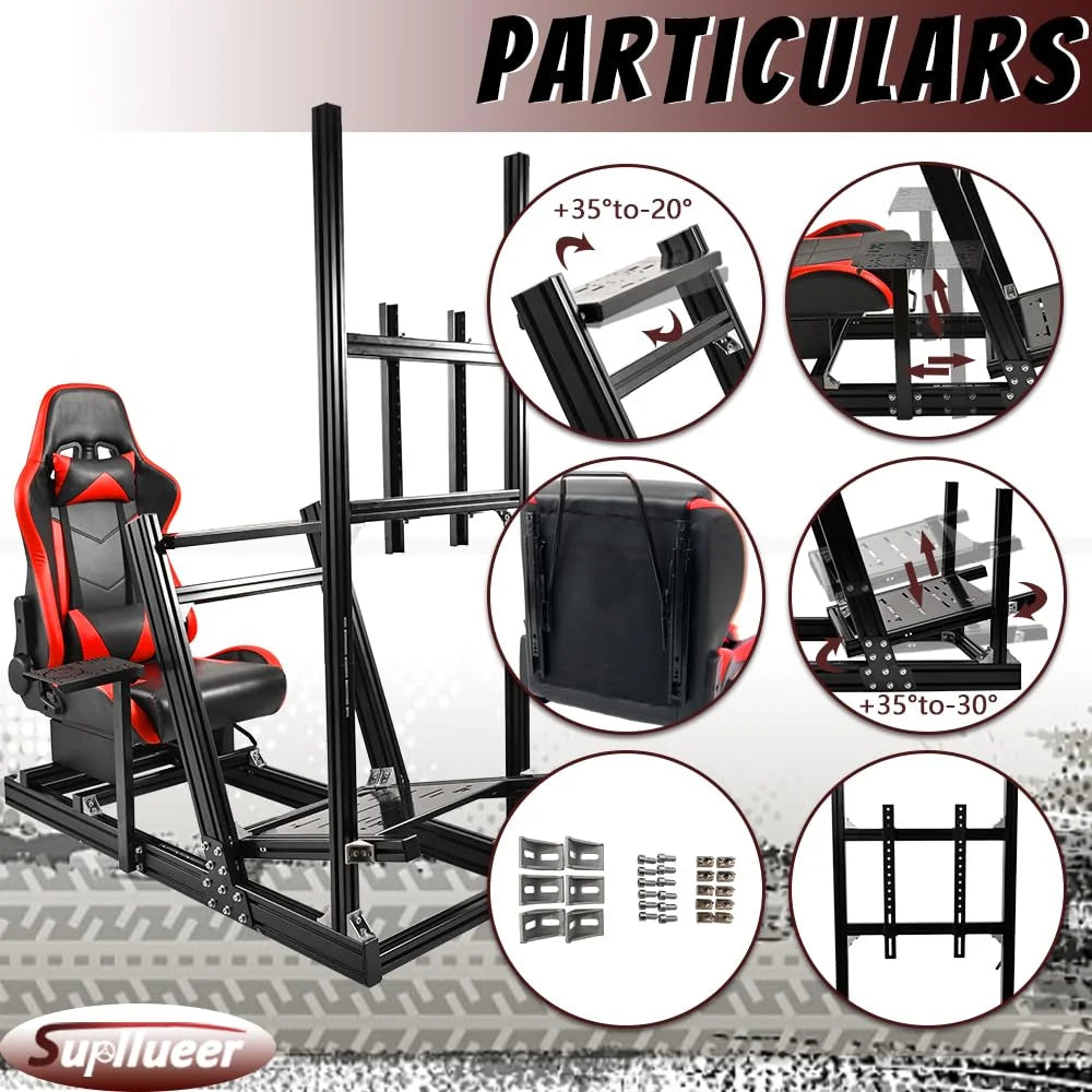 F1 Racing Simulator Cockpit with Monitor Stand Seat V908524