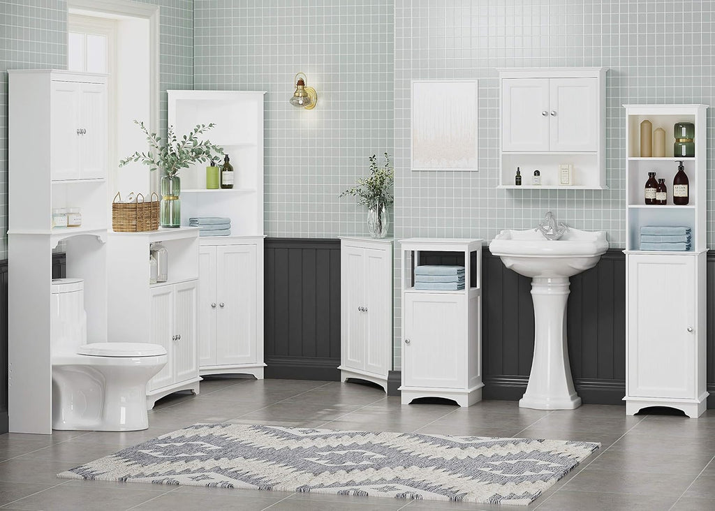 White Pack of 2 Floor Cabinet with Single Door and Shelves S39590
