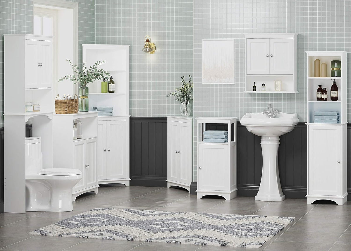 White Pack of 2 Floor Cabinet with Single Door and Shelves S39590