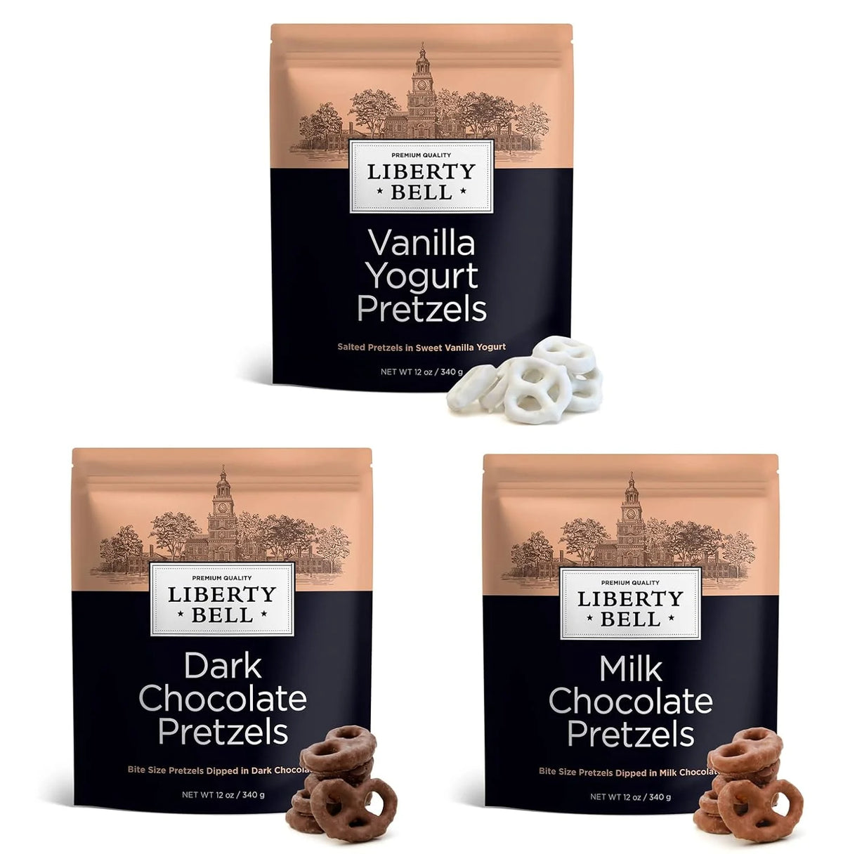 Covered Pretzels Variety Pack, 3 Flavors, 12 Ounce Bag (3 Pack) F981004