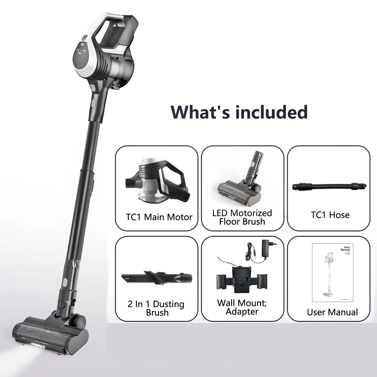 8-in-1 Stick Vacuum Cleaner with Anti-Tangle Brush O1562