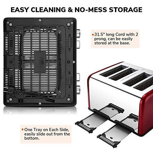 Red 4 Slice Stainless Steel Toaster K4493