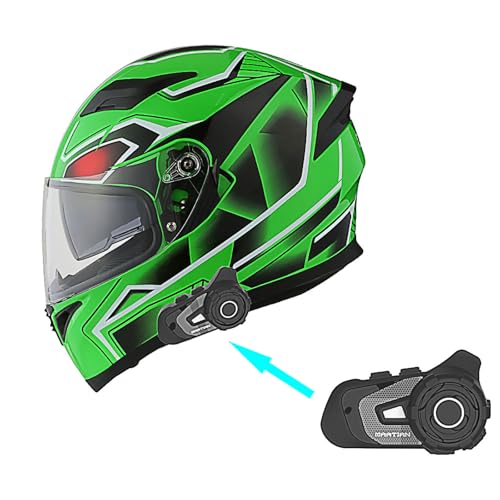 Full Face Dual Visor Motorcycle Helmet with Bluetooth Headset E729416