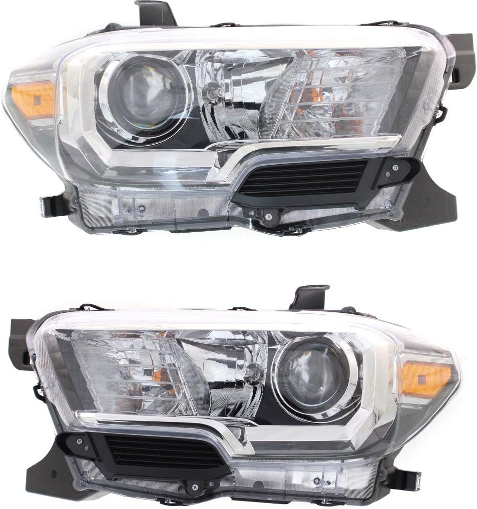 Headlight Assembly Halogen DRL Black Trim Driver Side R1548