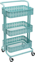 Black 3 Tier Metal Rolling Storage Cart R65114
