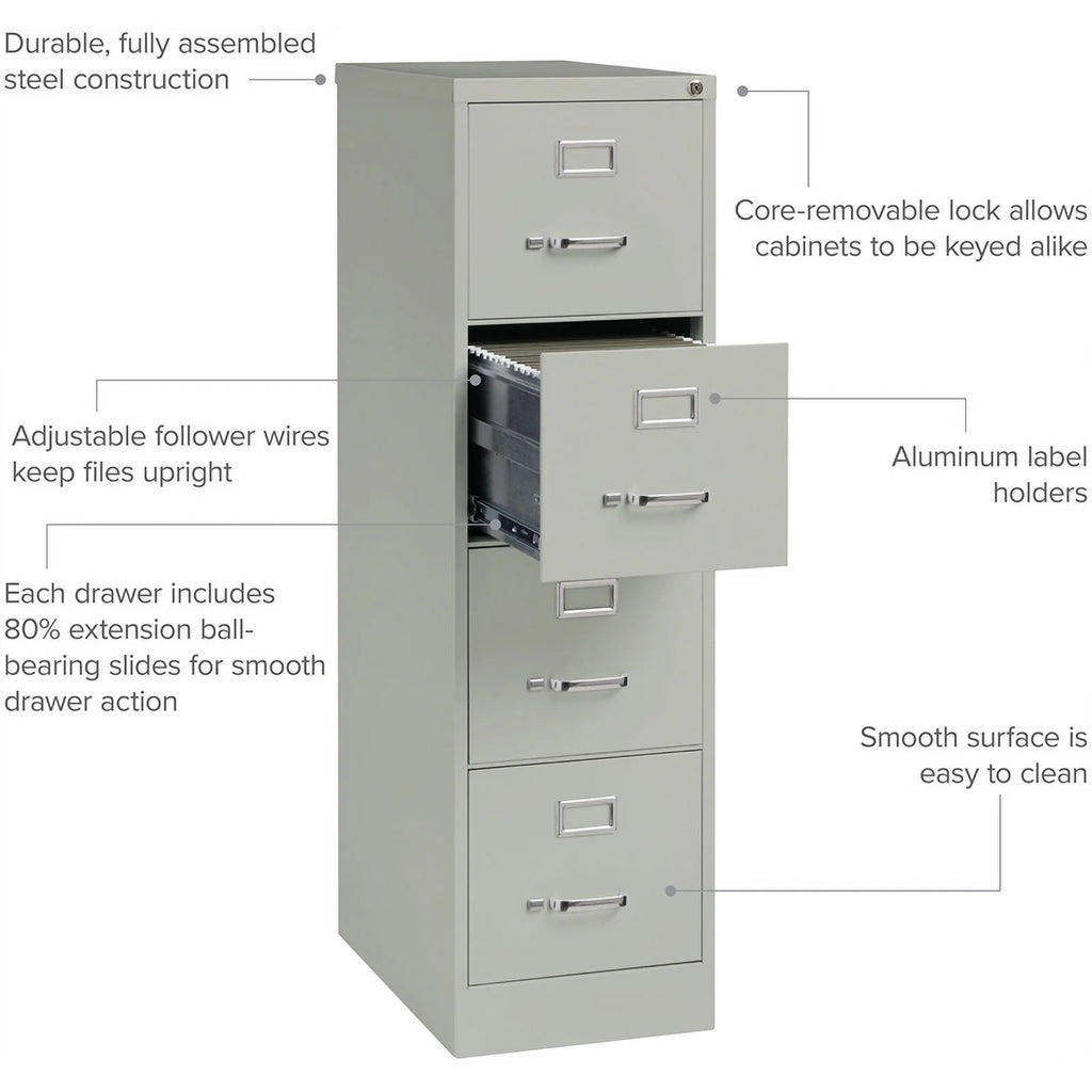 25" 4-Drawer Metal Vertical File Cabinet in Gray H409