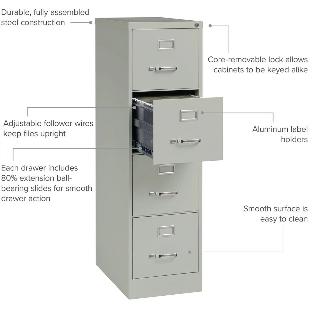 25" 4-Drawer Metal Vertical File Cabinet in Gray H409
