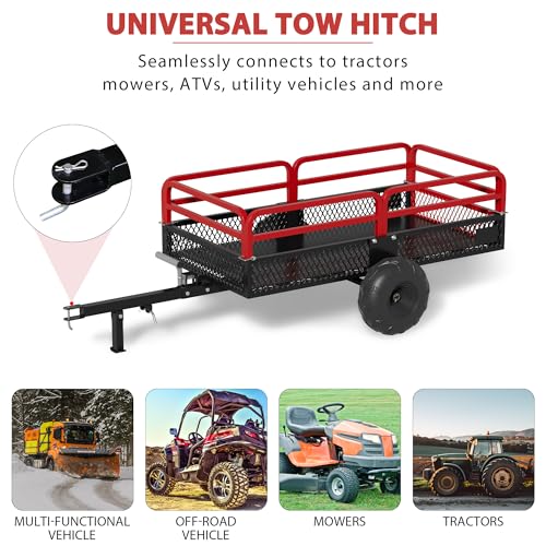 Heavy Duty Steel Dump Cart Utility Trailer, 1500 lbs 15 Cubic Feet with Removable Sides R399134