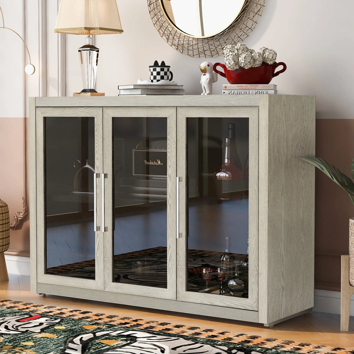 35" Tall MDF 3-door Accent Cabinet with Adjustable Shelf K867267