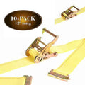 2 x 12 Heavy Duty Yellow Polyester Ratcheting Straps S7142
