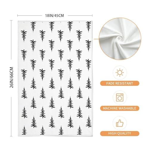 Christmas Kitchen Towels Set of 2 Black Xmas Tree Dish Towels 18x26 Inch R347