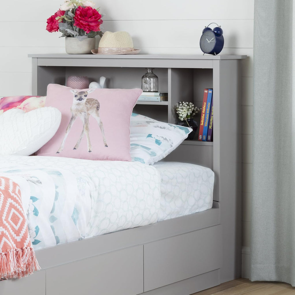Twin Soft Gray Bookcase Headboard T66516