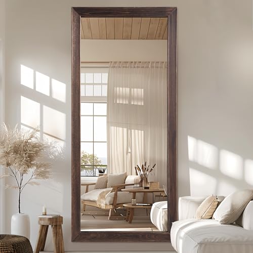 Rustic Farmhouse Full Length Mirror, 64"x21" Wood Frame Floor Mirror H495595