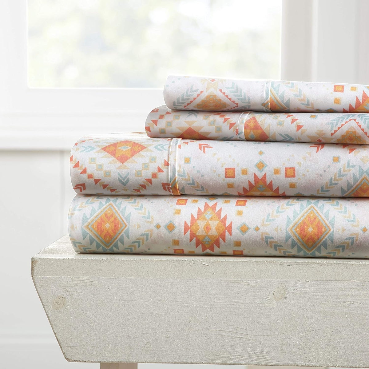 Rose Pattern 4 Piece Bed Sheet Set Queen Light Gray E52081