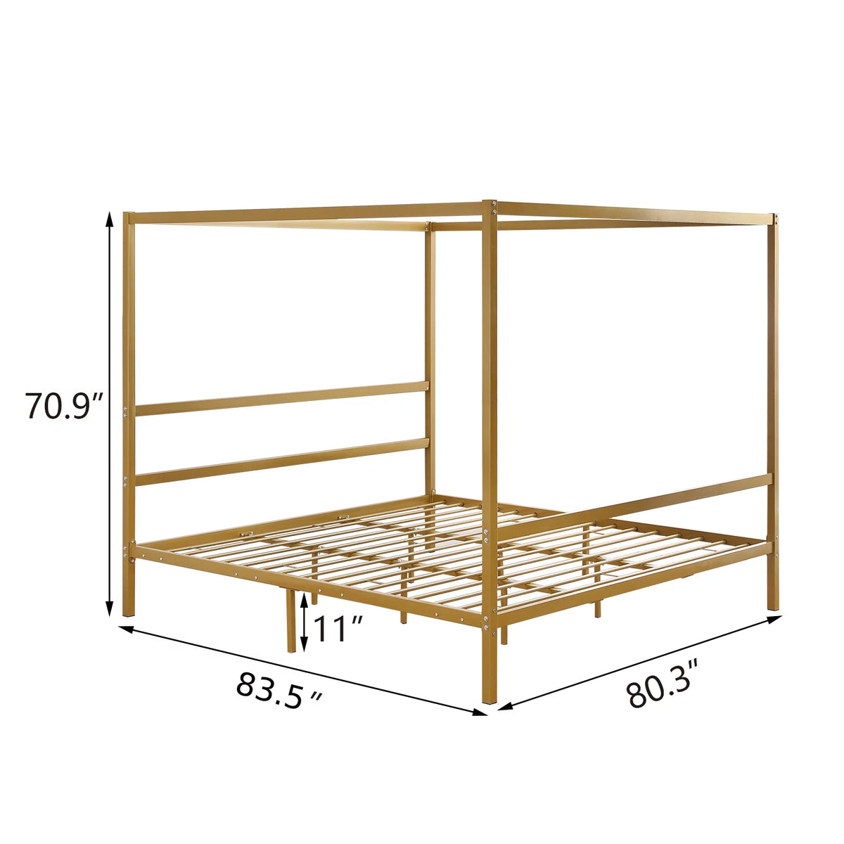 Black King Metal Canopy Bed Frame with Headboard P91597