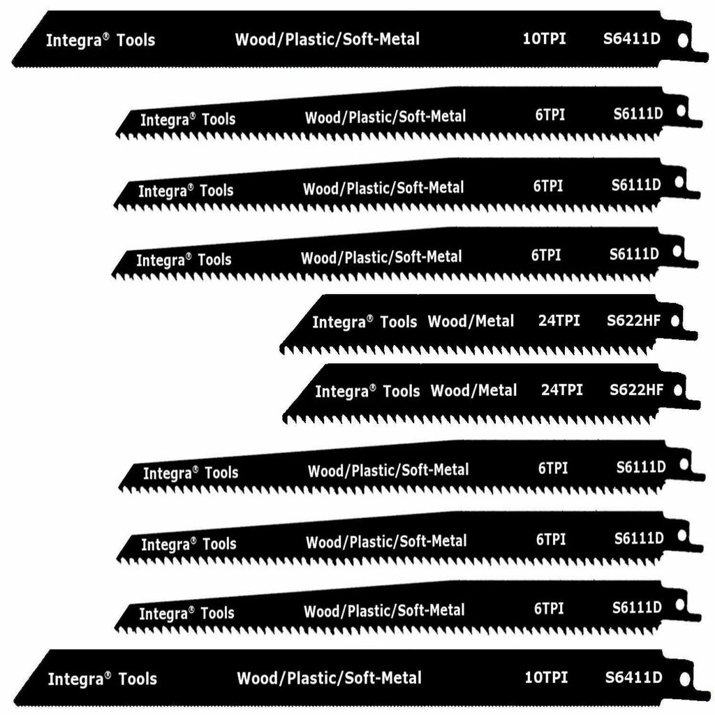 10pc Reciprocating Saw Blades 9x22 Wood Soft-Metal U301647