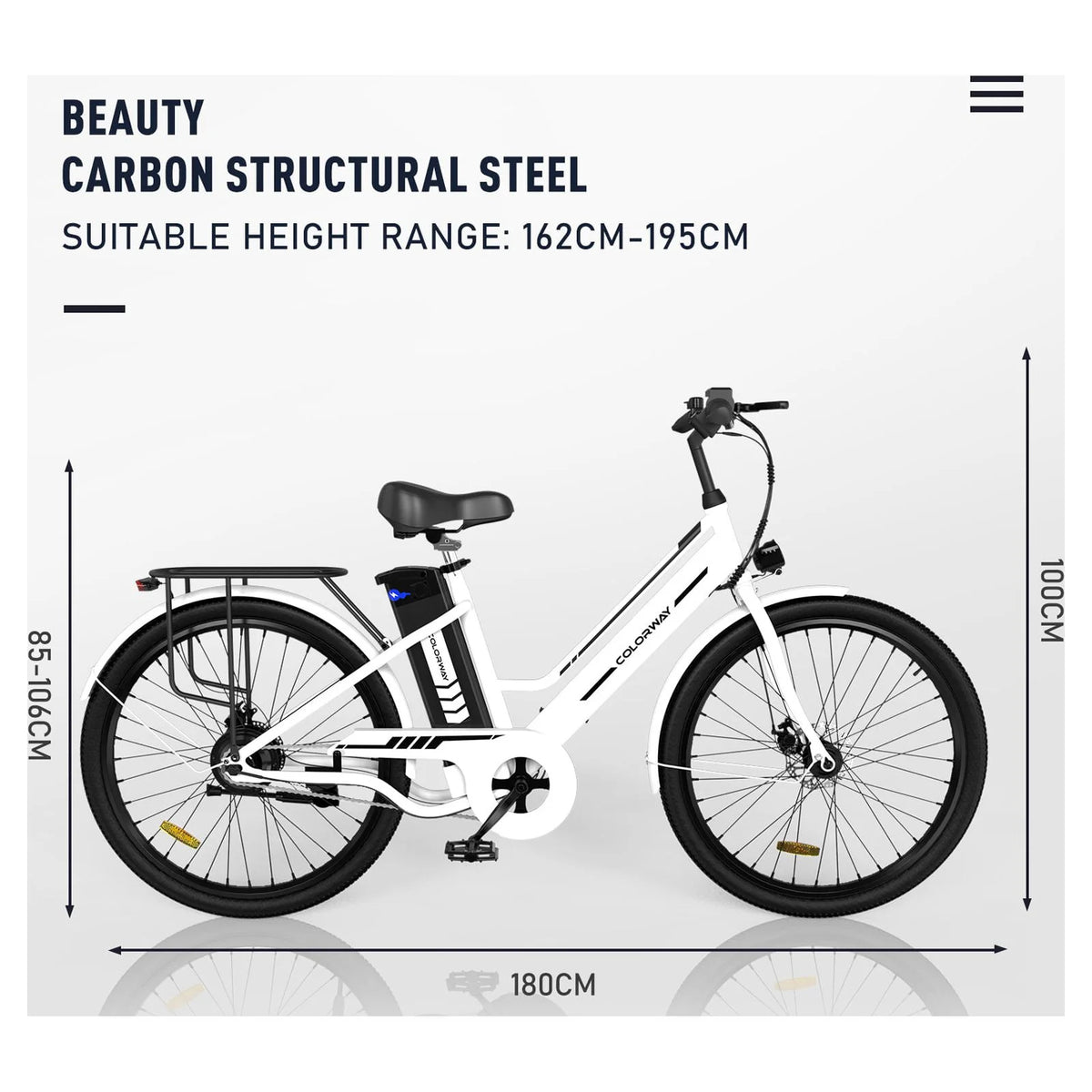 26" Electric Bike with 500W Motor and 36V 12AH Removable Battery L7011