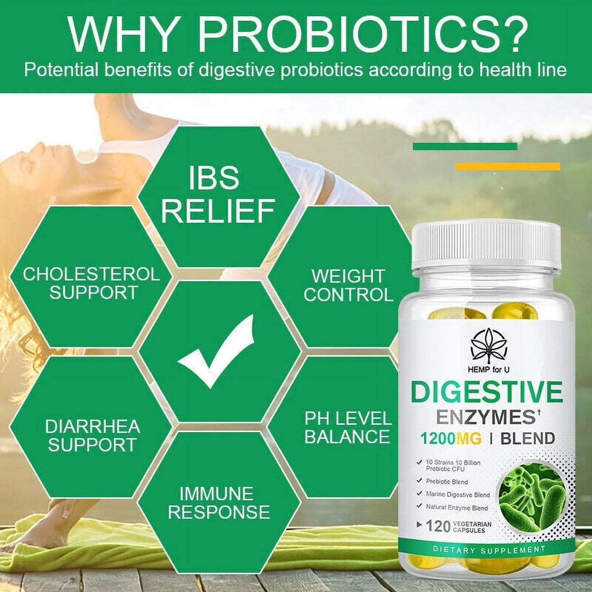 Probiotic Digestive Multi Enzymes 1200 mg 60 Capsules Q365