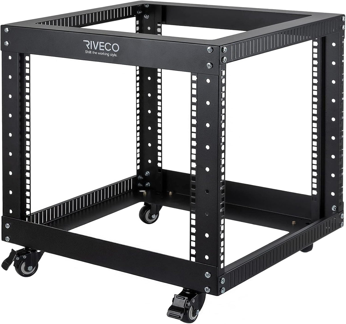 9U Open Frame Server Rack with Casters Black A8029