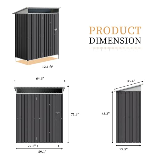 5 x 3 FT Metal Outdoor Storage Shed with Lockable Door R2735