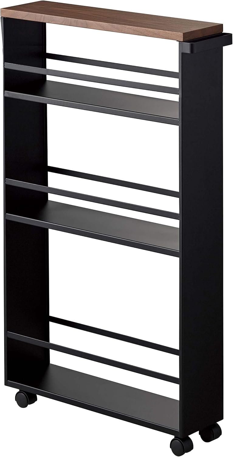 Black Slim Rolling Storage Cart With Handle Z868991