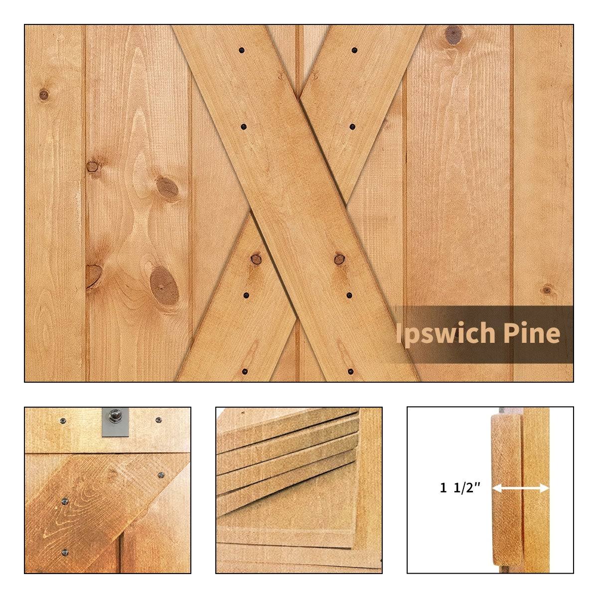 Paneled Wood Barn Door with Installation Hardware Kit V58947