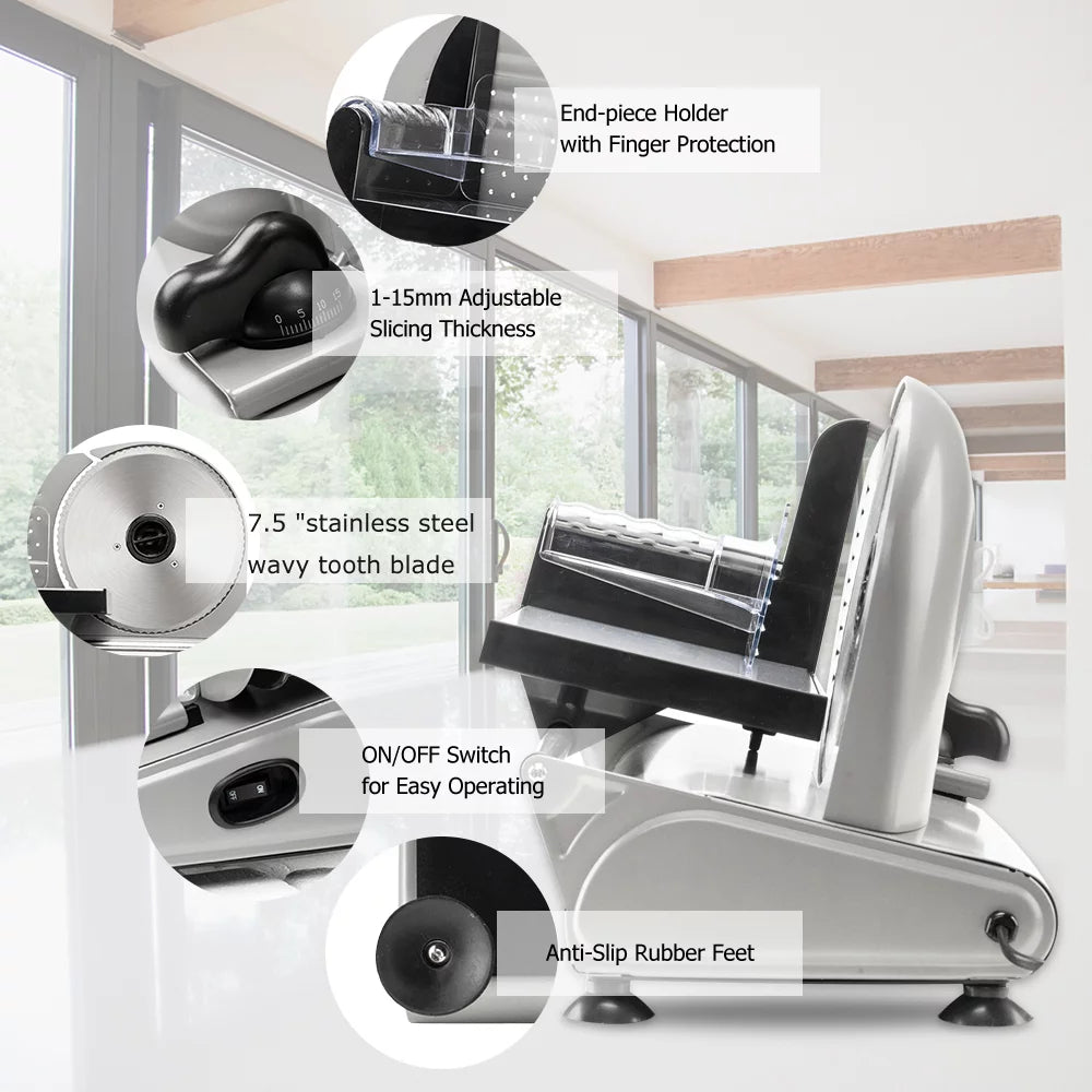 7.5" Semi-automatic Belt Cutter Deli Food Slicer N7824