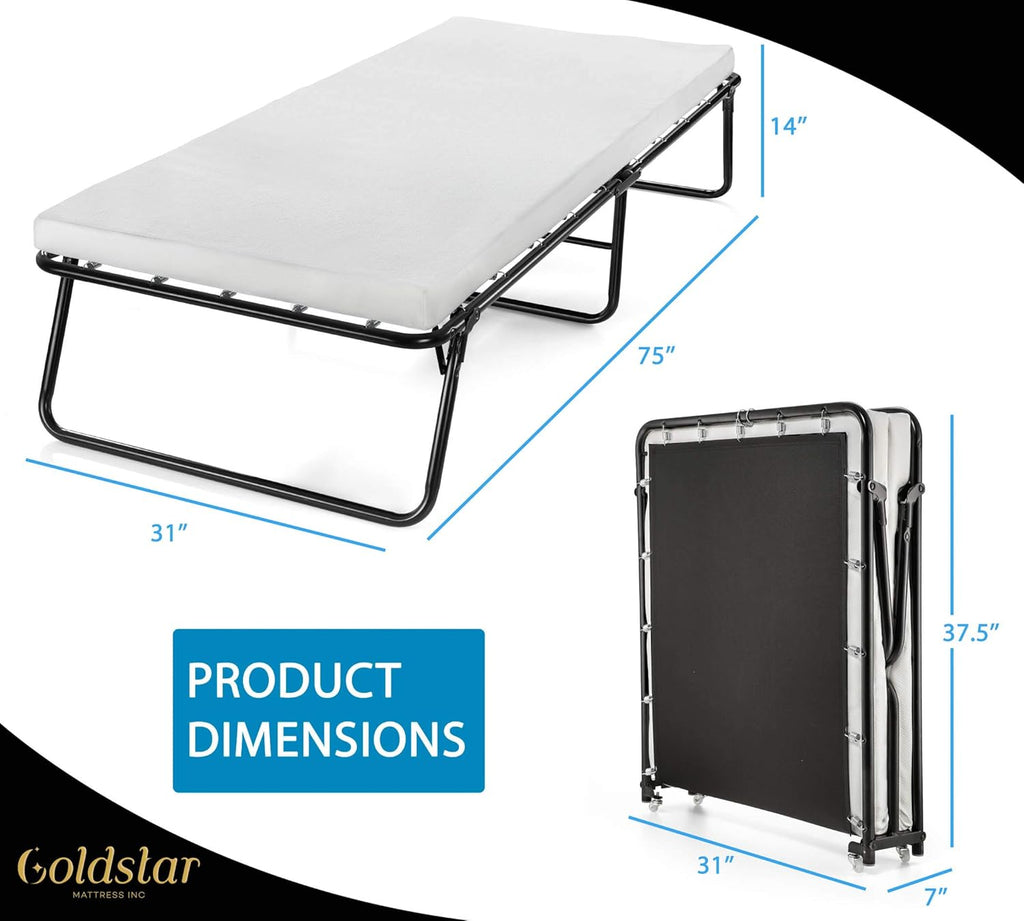 Rollaway Folding Guest Bed with 3-Inch Memory Foam Mattress Y9980