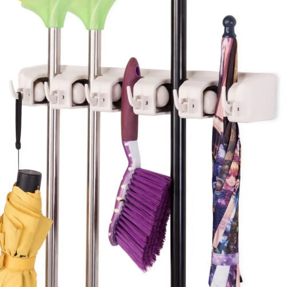 White Wall Mounted Mop & Broom Hanger S1524