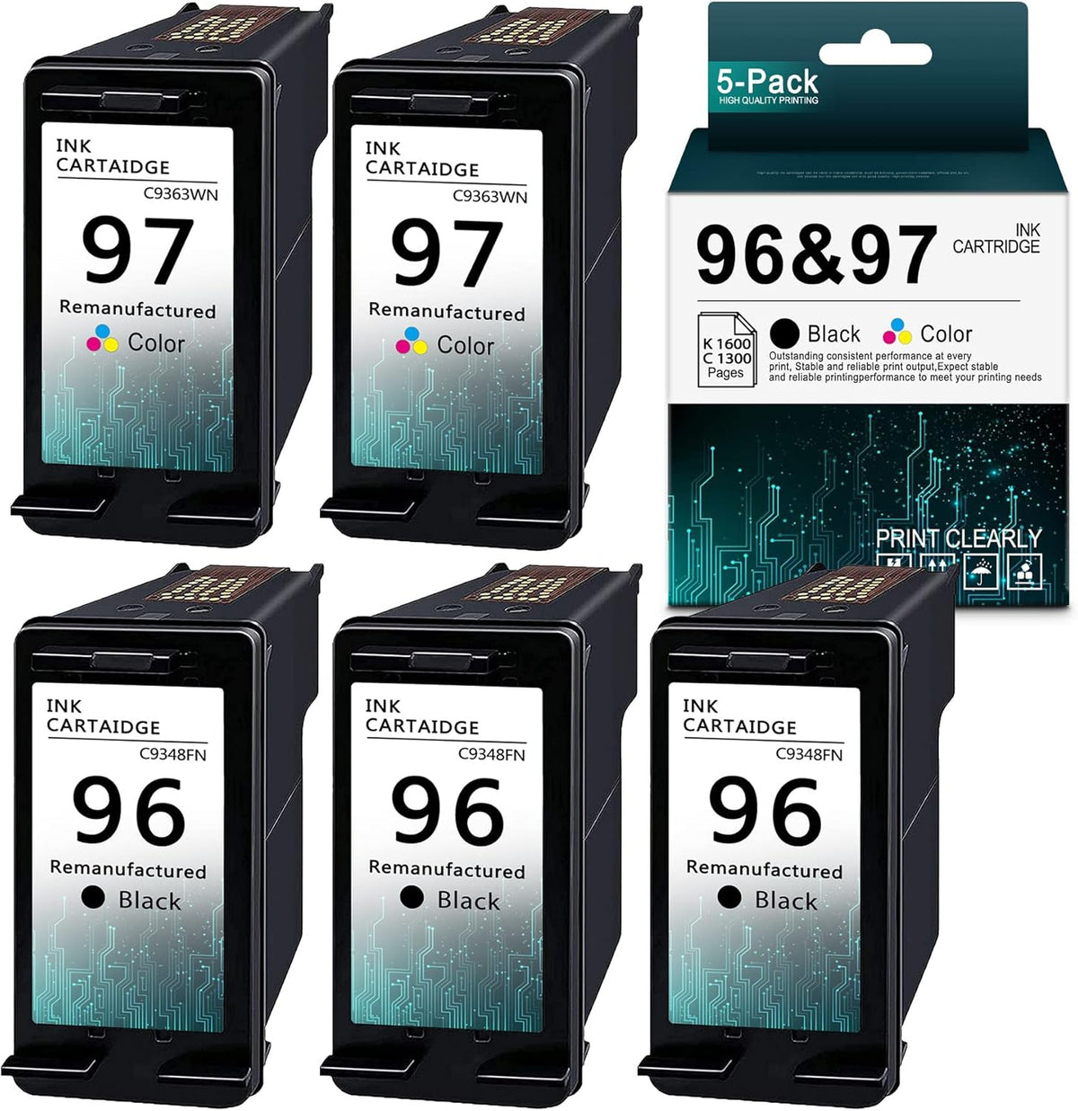 Compatible Remanufactured Ink Cartridge Replacement 5-Pack Q11877