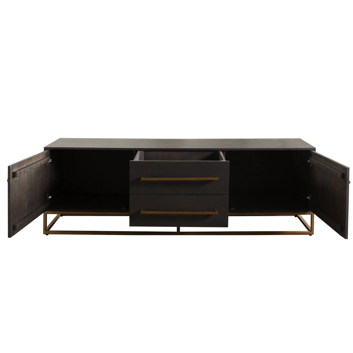 Grey Oak Mango Wood 2-Door 2-Drawer Entertainment Cabinet H74269