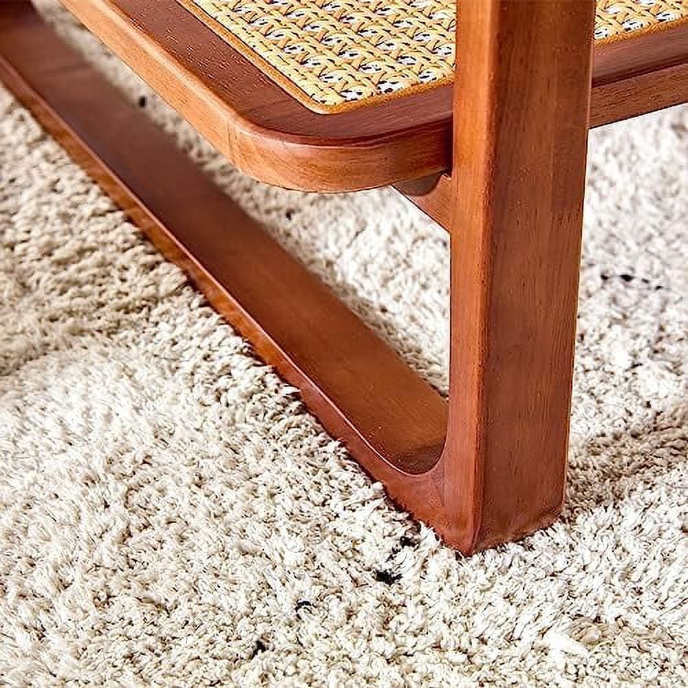 Modern Rattan Woven Glass Desktop Solid Wood Coffee Table Z370945