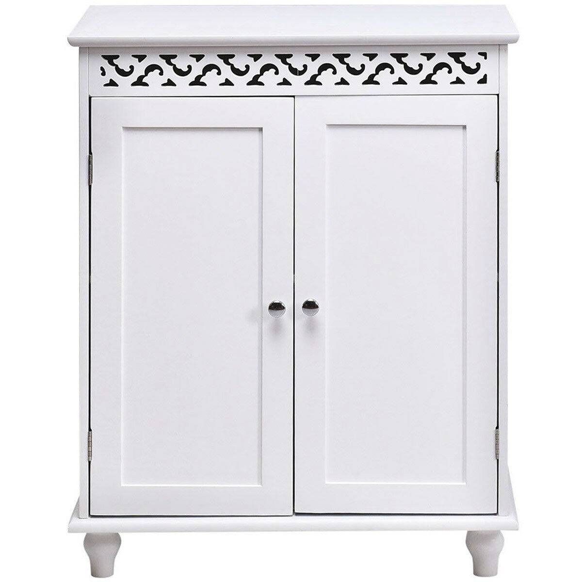 White 2-Door Bathroom Storage Floor Cabinet U4123