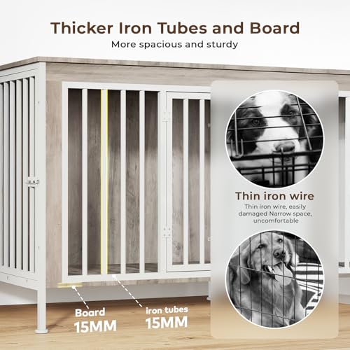 78 Inch Extra Large Double Dog Kennel Furniture with Removable Divider O627074