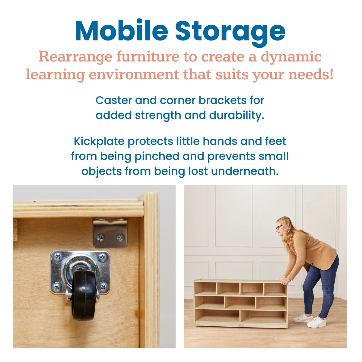 Mobile Block Storage Cart, Large, Natural V71362