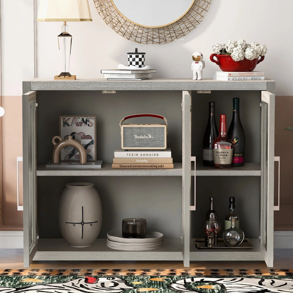 35" Tall MDF 3-door Accent Cabinet with Adjustable Shelf K867267