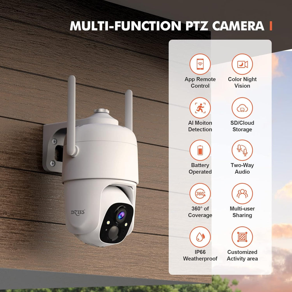 Wireless Battery Powered 360° PTZ Security Camera D781