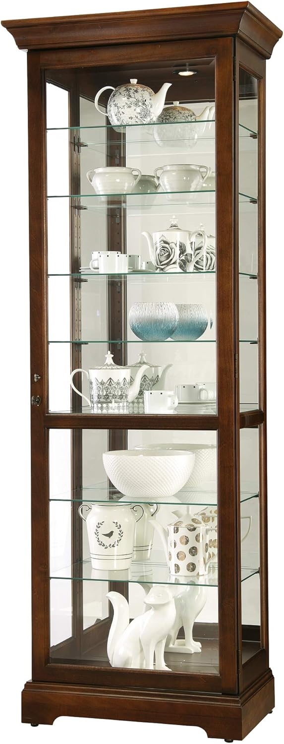 Cherry Bordeaux Seven Glass Shelves Curio Cabinet R11307