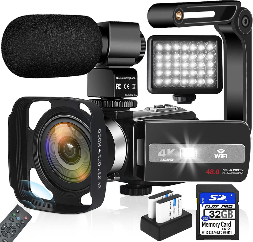 4K 48MP 18X Digital Zoom Touch Screen Video Camera with External Microphone Y708671